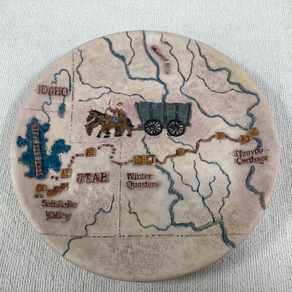1996 Pioneer Wagon Trail Resin Tea Set Westward Expansion Map Popular Imports - Picture 2 of 10